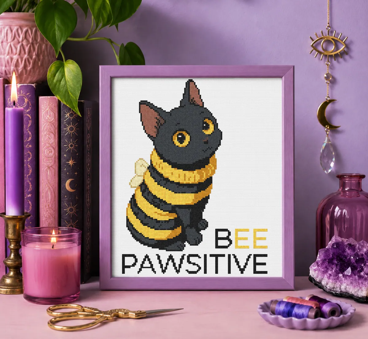 BEE Pawsitive — counted cross-stitch pattern by Stitch Jam Studio