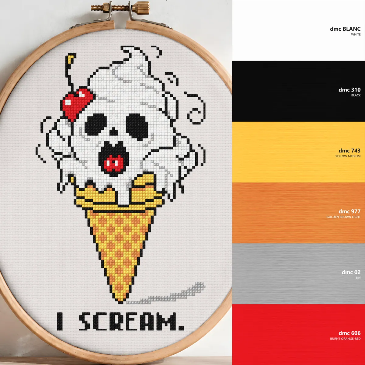 I Scream Cone — counted cross-stitch pattern by Stitch Jam Studio