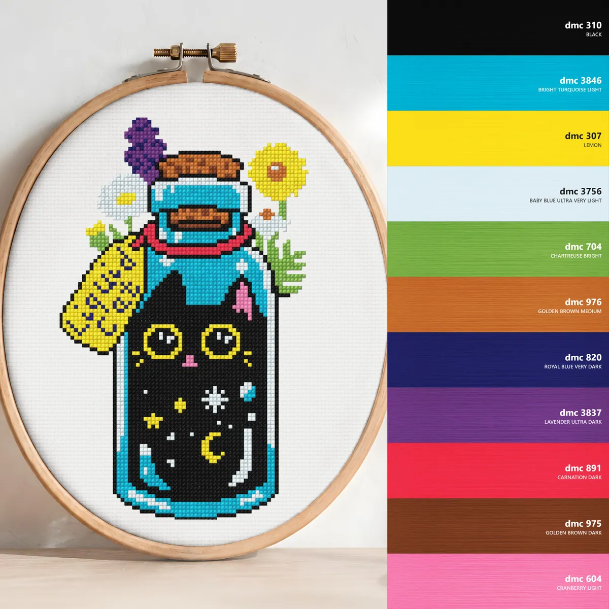 Liquid Cat — counted cross-stitch pattern by Stitch Jam Studio