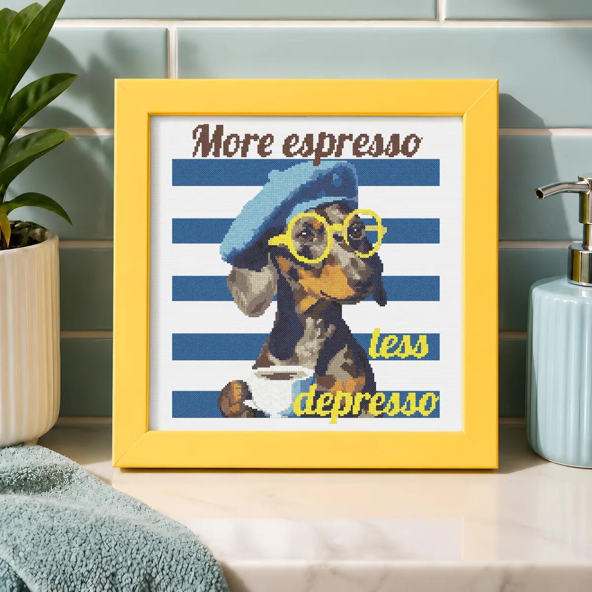 More espresso less depresso - Dachhund — counted cross-stitch pattern by Stitch Jam Studio