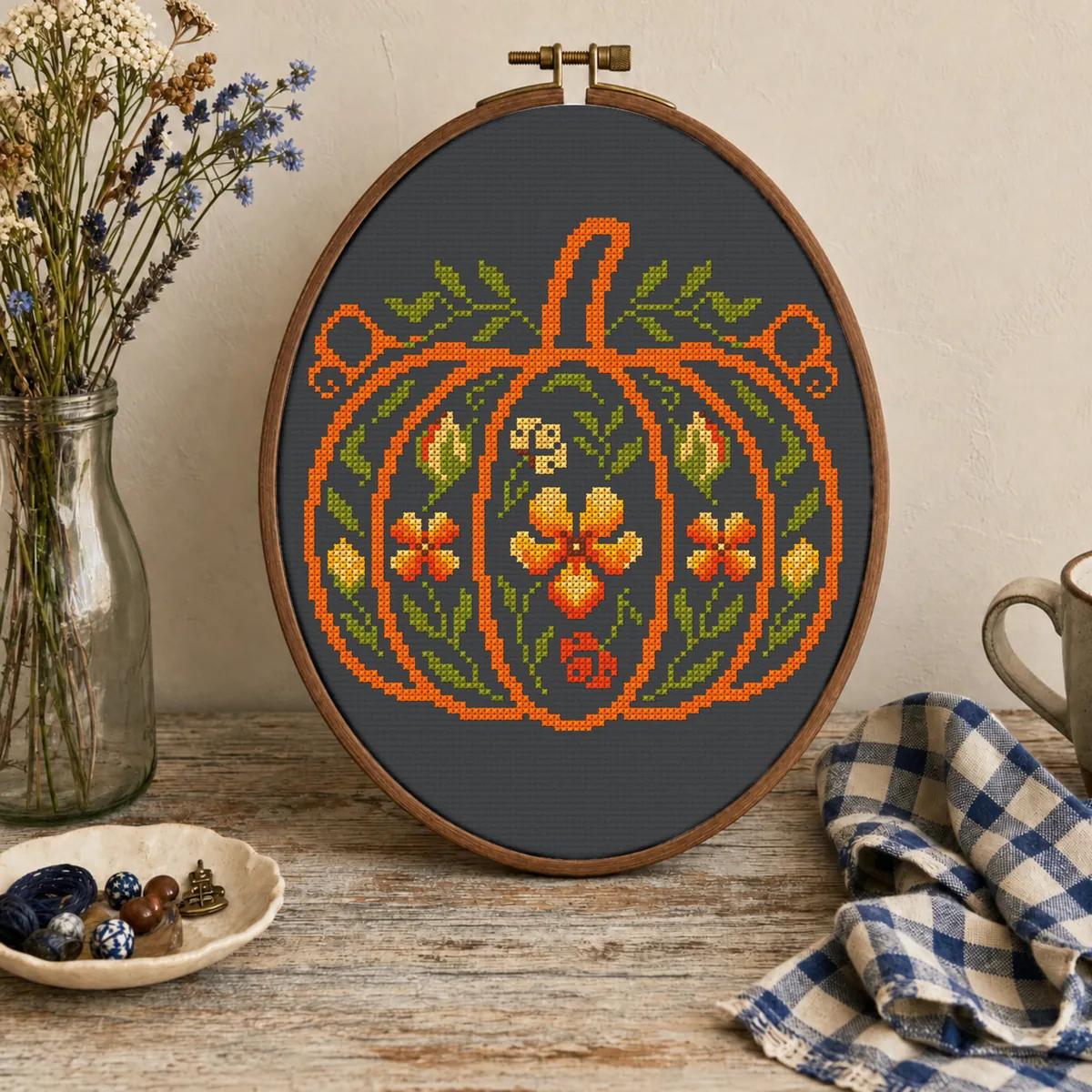 Ornament Pumpkin — counted cross-stitch pattern by Stitch Jam Studio