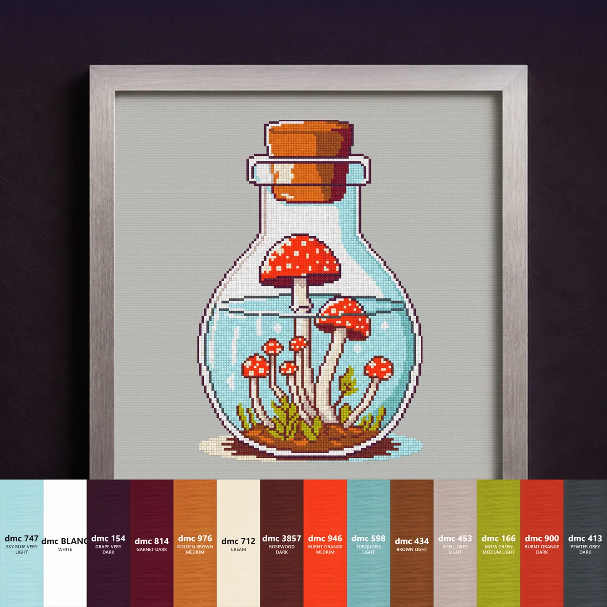 Pickled Amanita — counted cross-stitch pattern by Stitch Jam Studio