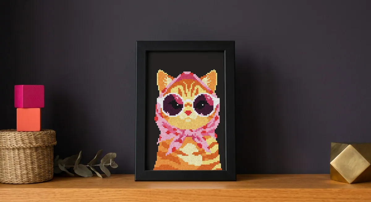 Pink cat — counted cross-stitch pattern by Stitch Jam Studio